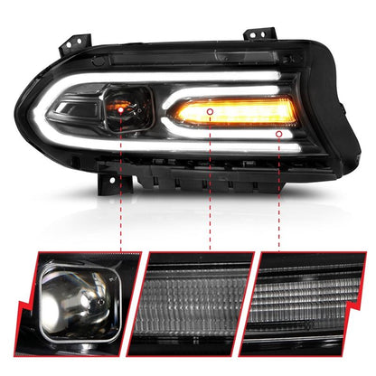 ANZO Projector Headlight Set Plank Style Black | Dodge Charger (15-18) (121559)