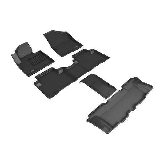 3D MAXpider KAGU 1st & 2nd & 3rd Row Floormats - Black | 2013-2019 Hyundai Santa Fe/Santa Fe Xl (L1HY02801509)