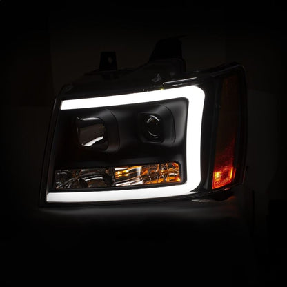 ANZO USA Projector Headlights w/ Plank Style Switchback Black w/ Amber | Chevy Tahoe (07-14) (111402)
