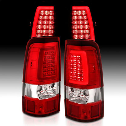 ANZO LED Tail Light Assembly Chrome w/ Red/Clear Lens Pair | Chevy Silverado 1500 (03-06) (311335)