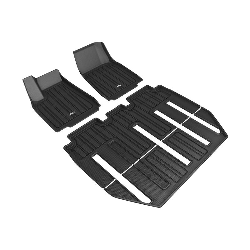 3D MAXpider ELITECT 1st 2nd 3rd Row - Floor Mat Set (Black) | 17-21 Tesla Model X Folding 7-Seat (E1TL00501809)