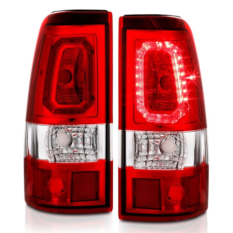 ANZO LED Tail Light Assembly Red/Clear Lens Chrome Housing Pair | Chevy Silverado 1500 (03-06) (311329)