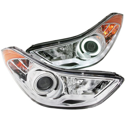 ANZO Projector Headlight Set w/ Halo Chrome (CCFL) | Hyundai Elantra (11-14) (121455)