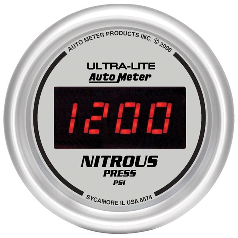 AutoMeter Ultra-Lite 2-1/16in 1600 PSI Digital Nitrous Pressure Gauge - Silver (6574)