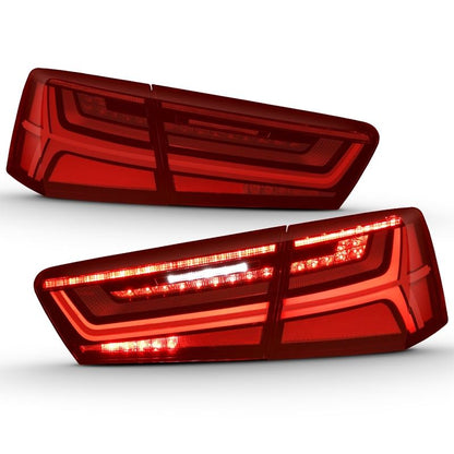 ANZO LED Tail Light Assembly Black Housing Red/Clear Lens w/ Sequential Signal | Audi A6 (12-18) (321353)