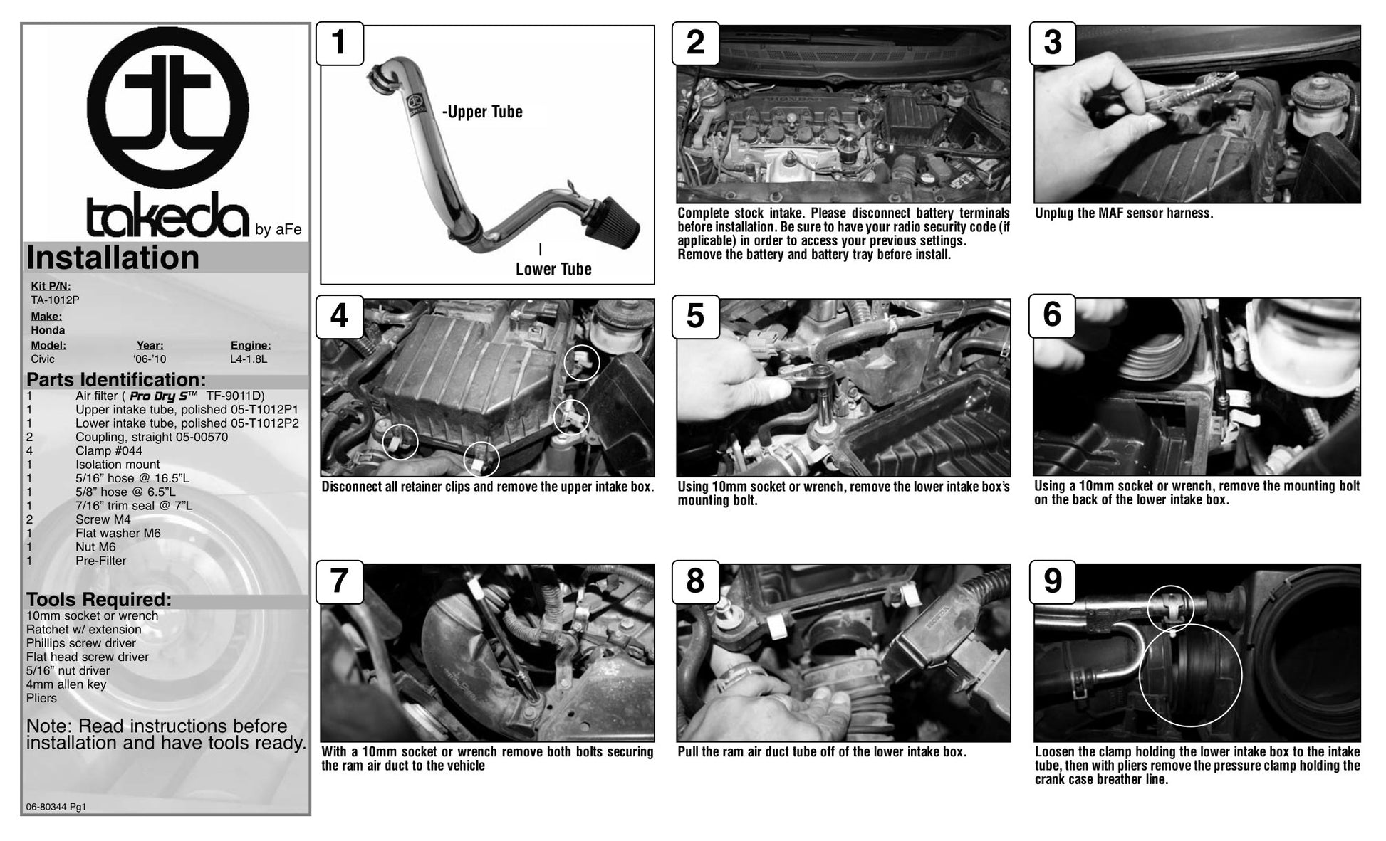 aFe Takeda Stage-2 Cold Air Intake | Honda Civic (06-11) L4 1.8L (TA-1012P)