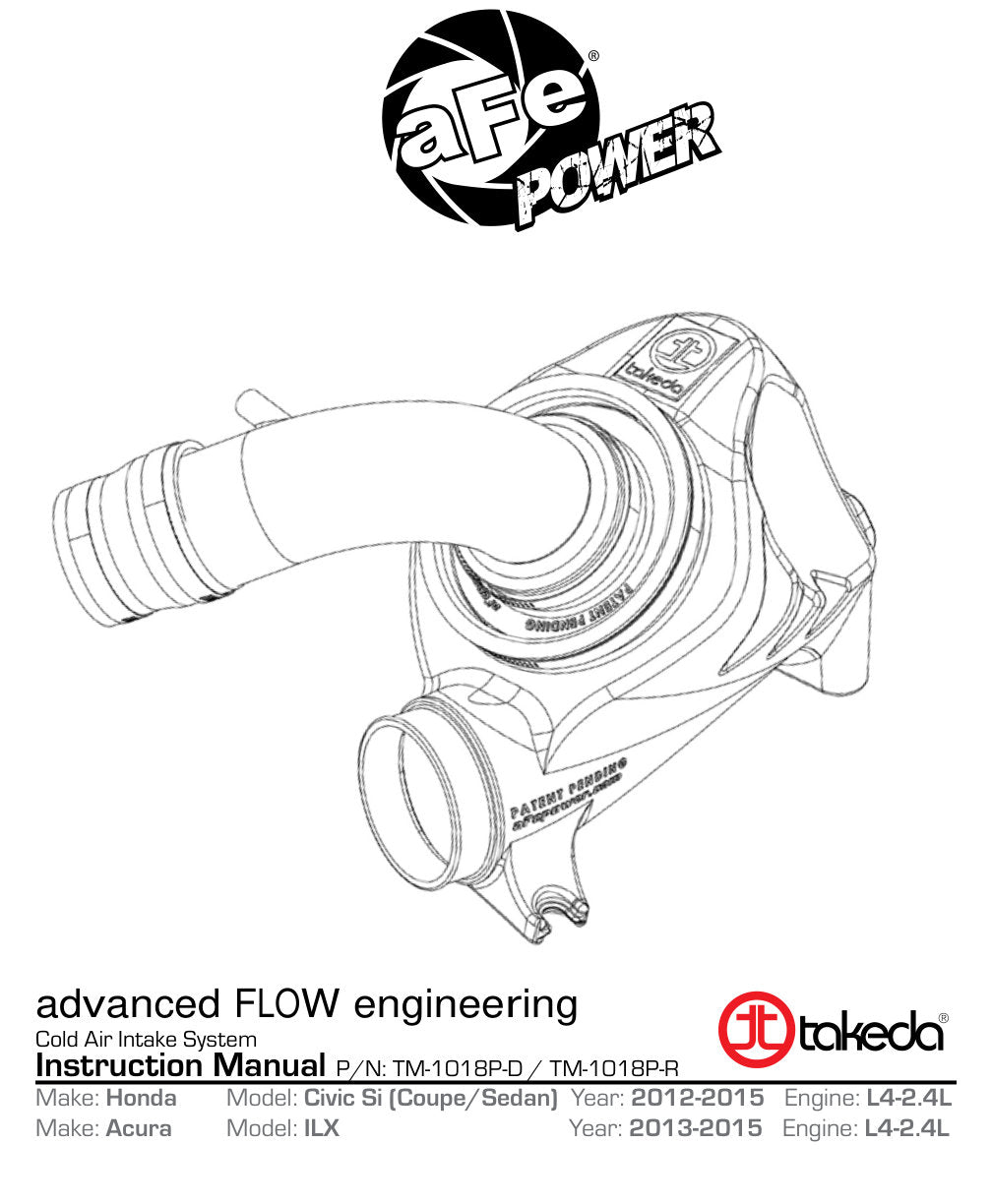 aFe Takeda Momentum Sealed Intake Stage 2 | Honda Civic Si 12-15 2.4L (TM-1018P-R)