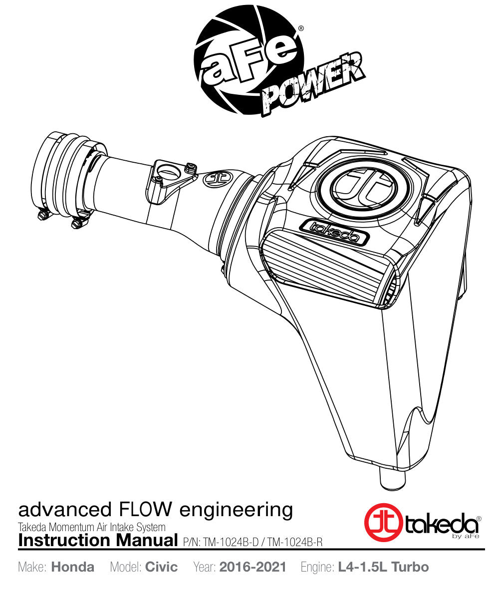 aFe Stage-2 PDS AIS Intake | Honda Civic 1.5L 2016 (TM-1024B-D)
