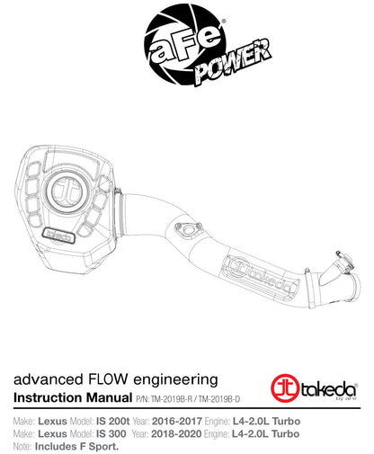 aFe Takeda Momentum GT Pro 5R Cold Air Intake | Lexus IS 200t (16-17) (TM-2019B-R)