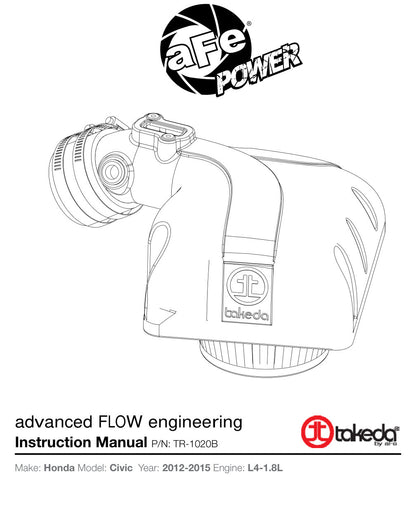 aFe Takeda Stage-2 Cold Air Intake System w/ Pro 5R Filter | Honda Civic L4 1.8L (12-13) (TR-1020B)