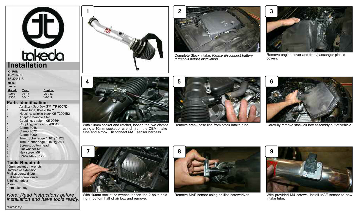 aFe Takeda Stage-2 Pro DRY S Intake | Lexus IS250/350 2.5L/3.5L V6 (06-14) Polished (TR-2004P-D)