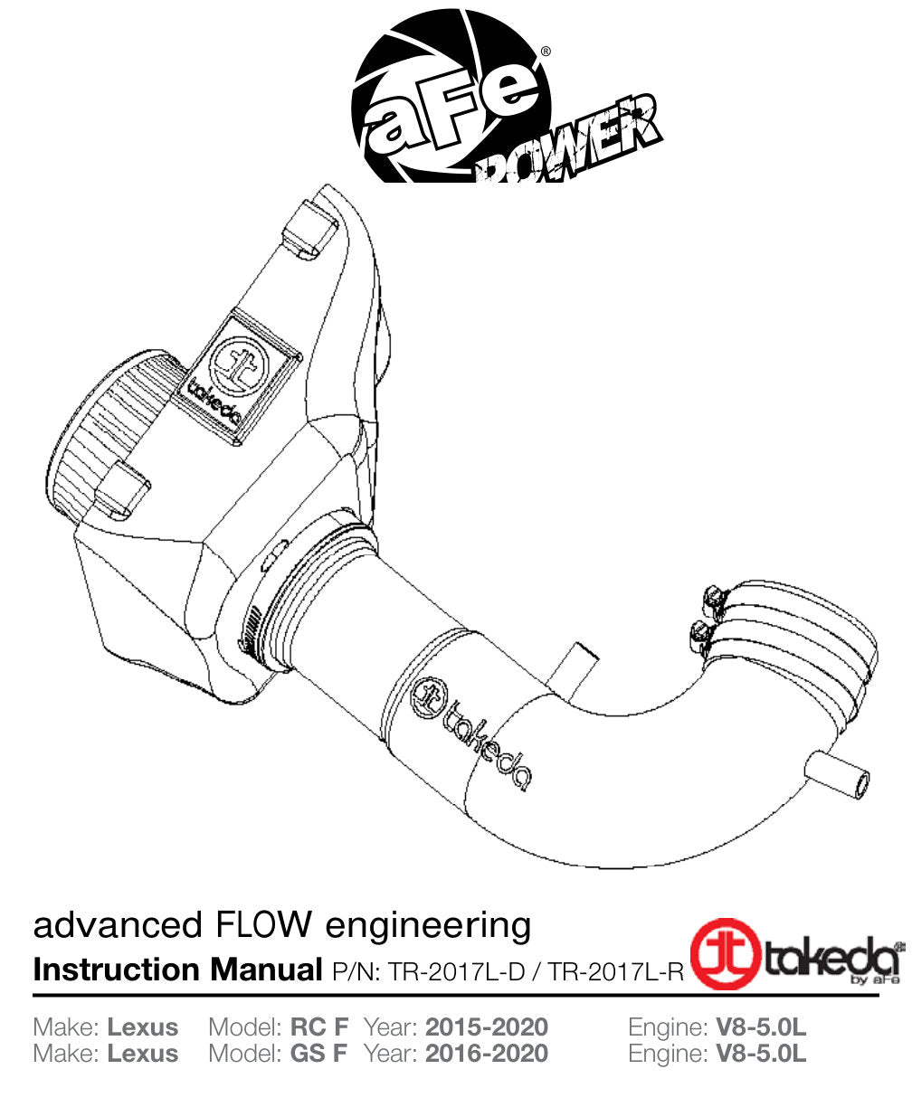 aFe Takeda Stage-2 Pro Dry S Cold Air Intake | Lexus RC F 5.0L V8 (15-17) (TR-2017L-D)