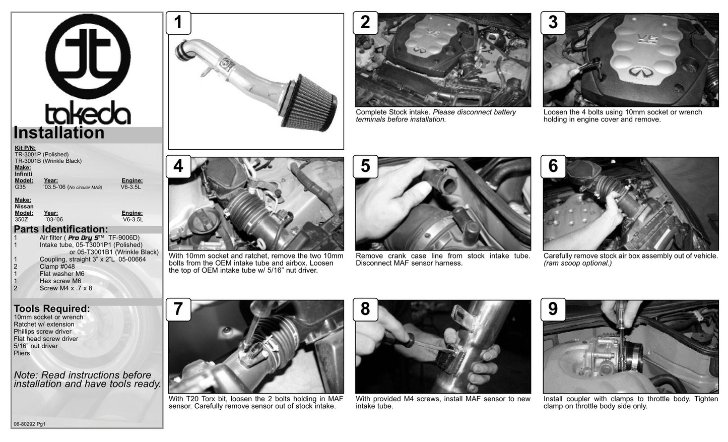 aFe Takeda Stage-2 D&S Cold Air Intake | Nissan 350Z/Infiniti G35 (03-06) (TR-3001P)