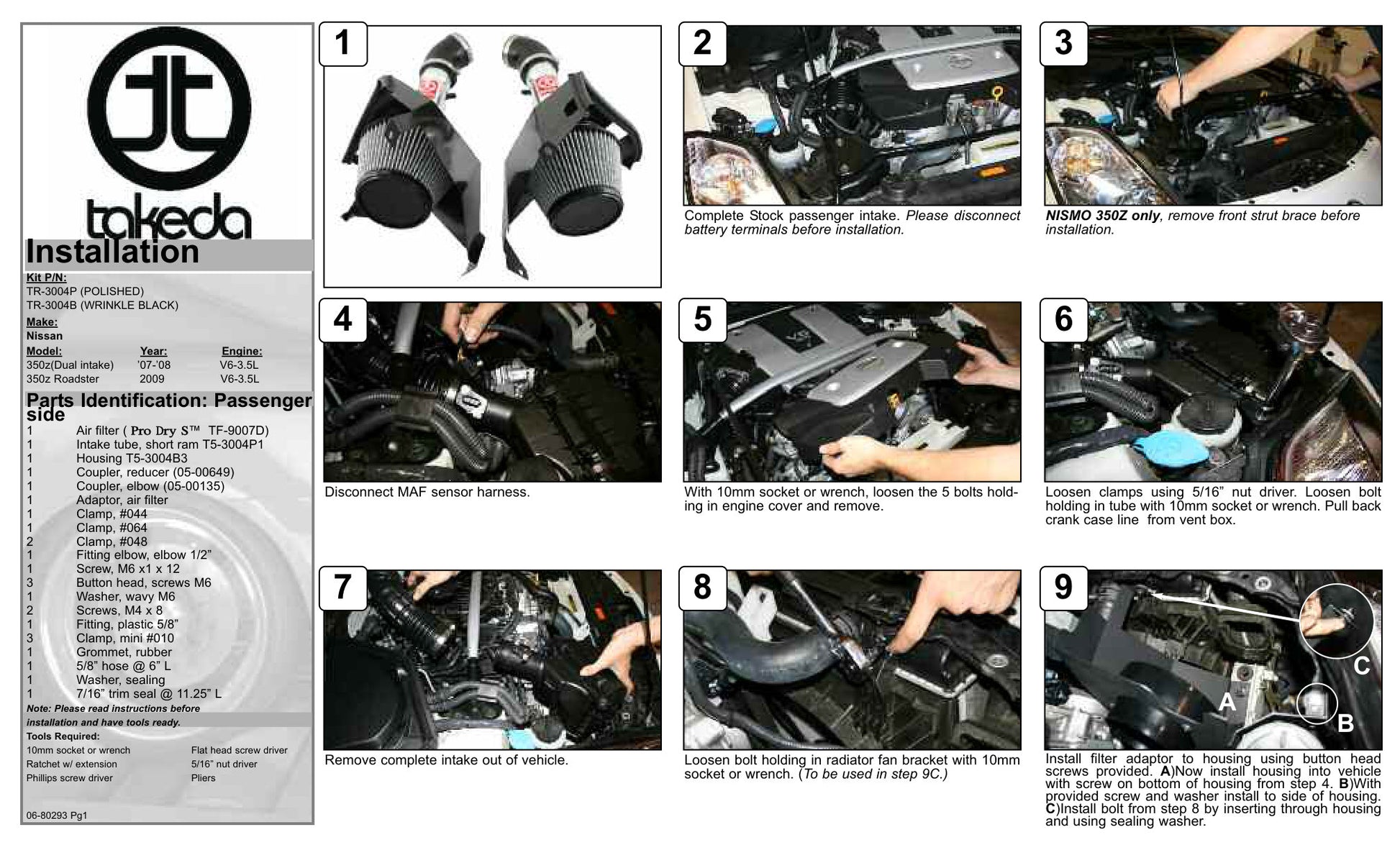aFe Takeda Stage-2 Cold Air Intake | Nissan 350Z 07-08 V6-3.5L (TR-3004P)