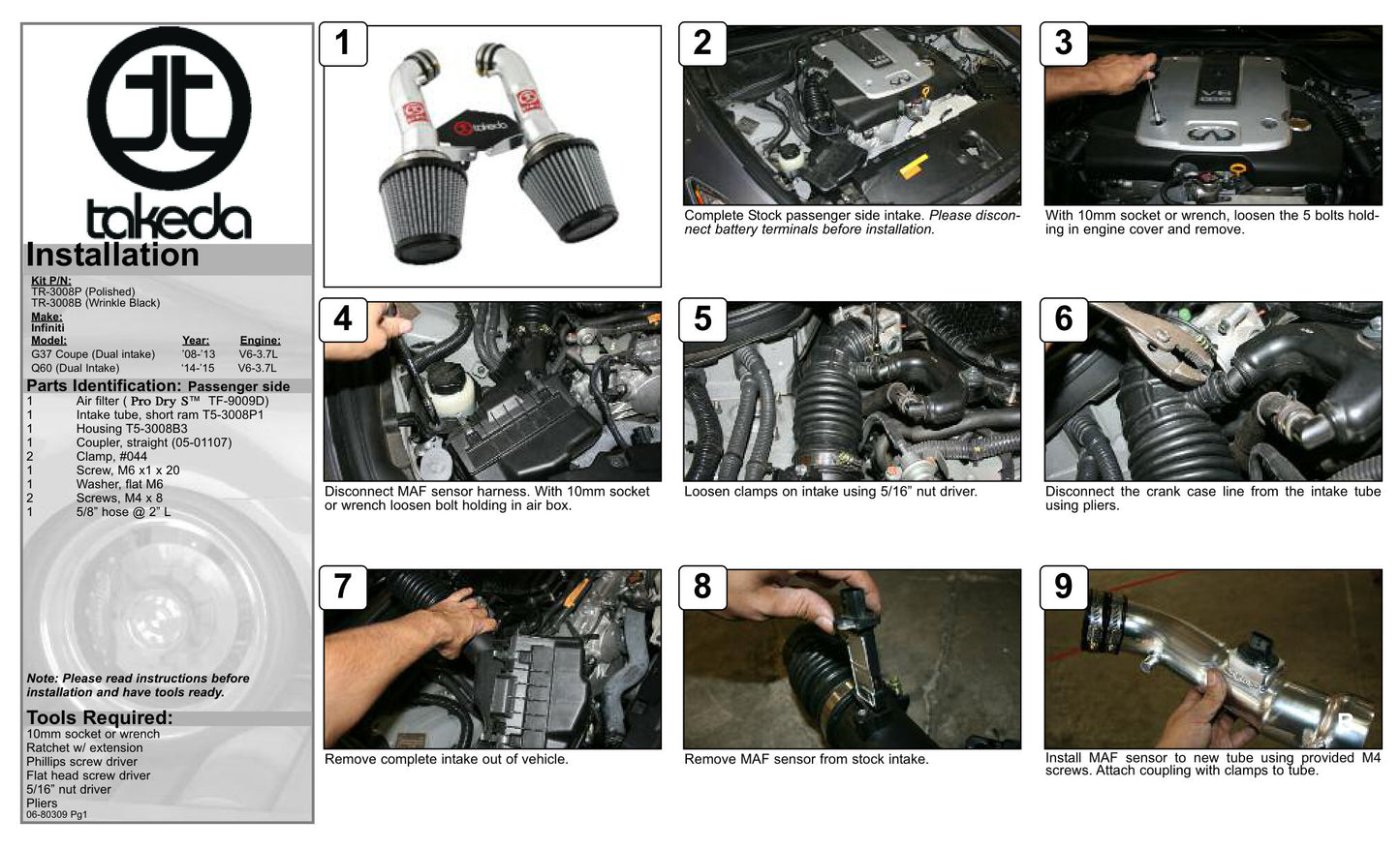 aFe Takeda Stage-2 Cold Air Intake | Infiniti G37 Coupe V6-3.7L (08-12) (TR-3008P)
