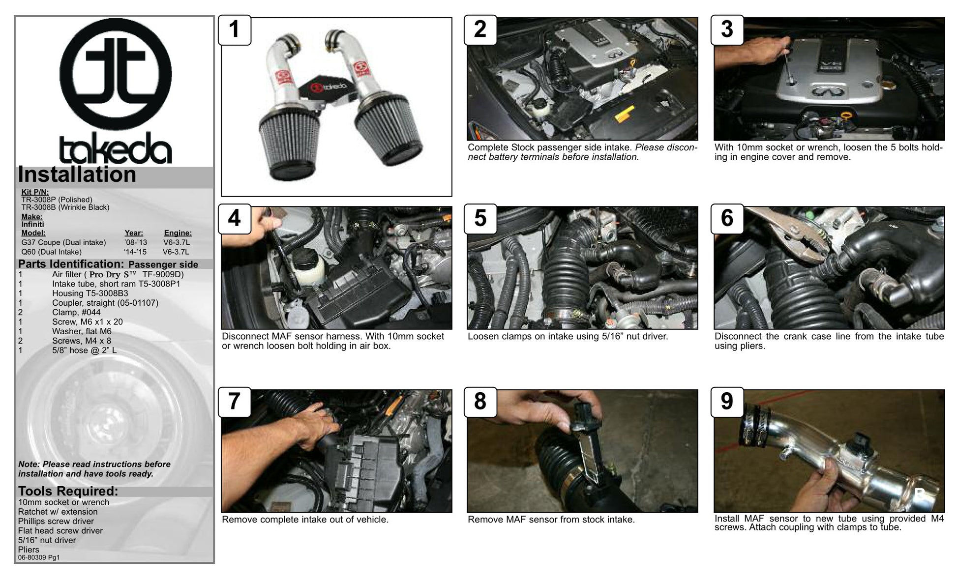 aFe Takeda Stage-2 Cold Air Intake | Infiniti G37 Coupe V6-3.7L (08-12) (TR-3008P)