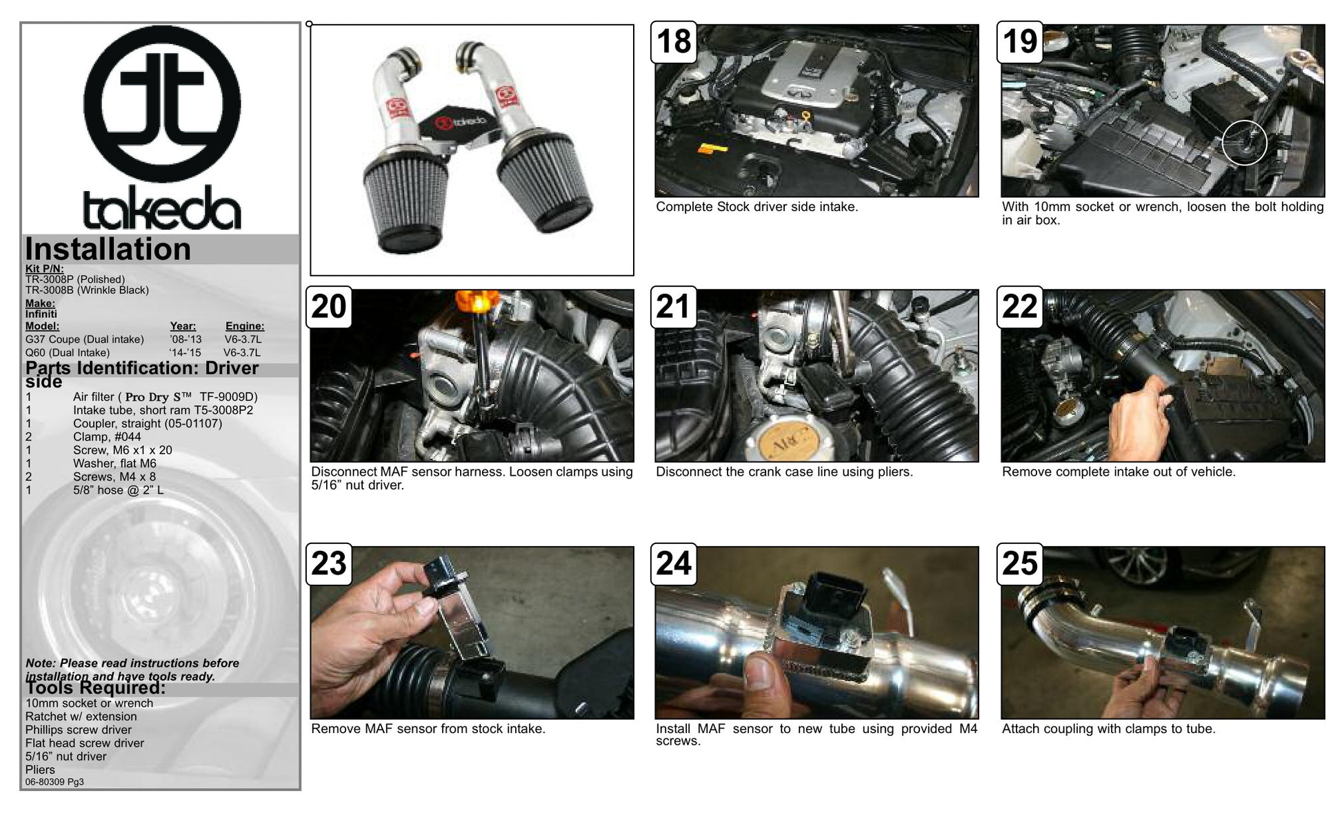 aFe Takeda Stage-2 Cold Air Intake | Infiniti G37 Coupe V6-3.7L (08-12) (TR-3008P)