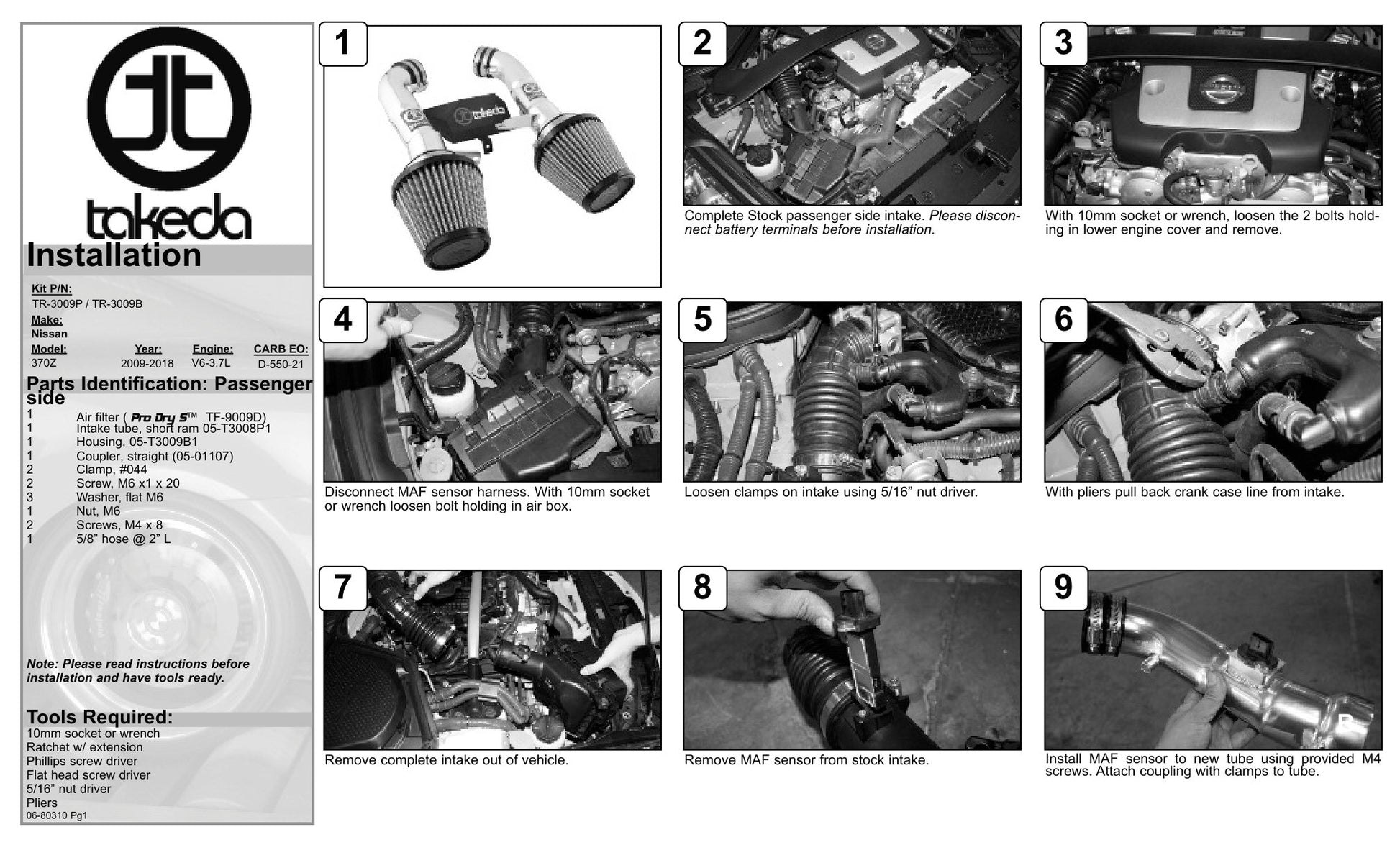 aFe Takeda Stage-2 Cold Air Intake | Nissan 370Z V6-3.7L (09-17) (TR-3009P)