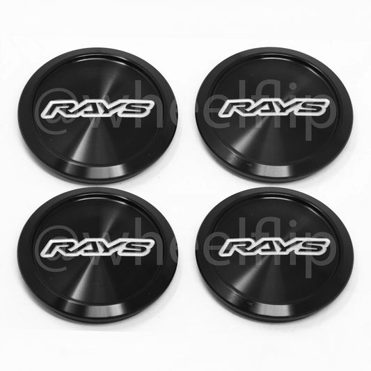 Rays Volk Racing Low Type Center Cap - Black / Silver (SET)