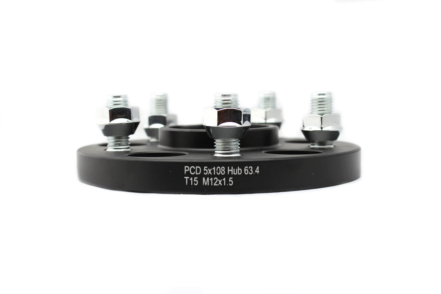 ISC Suspension 15mm Wheel Spacer - 5x108 Bolt Pattern/Hub Bore, Black (Pair) for Ford