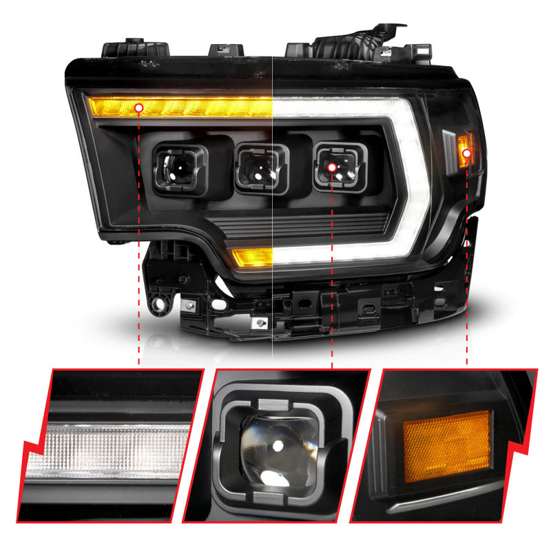 ANZO 19-24 RAM 2500/3500 Z-Series Full LED Proj Headlight DRL/Init/SeqSig Pass Side (111601X-R)