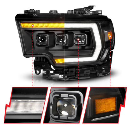 ANZO 19-24 RAM 2500/3500 Z-Series Full LED Proj Headlight DRL/Init/SeqSig Pass Side (111601X-R)