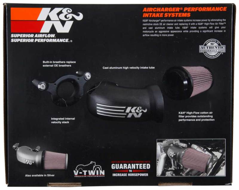 K&N 57-1137S Performance Air Intake System for Harley-Davidson (Silver)