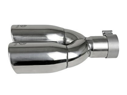 aFe Takeda 304 Stainless Steel Clamp-on Exhaust Tip Polished 2-1/2ininlet x 3-1/2in Outlet X 12in L