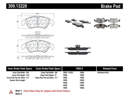 StopTech 309.13220 Disc Brake Pad Set For Select 08-17 Audi Models