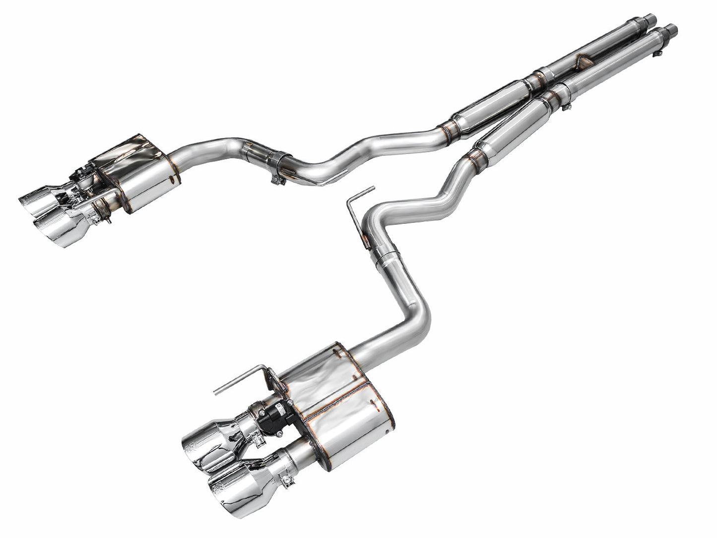 AWE Tuning AWE SwitchPath Exhaust for S650 Mustang GT Coupe - Quad Chrome Silver Tips - 3025-42650
