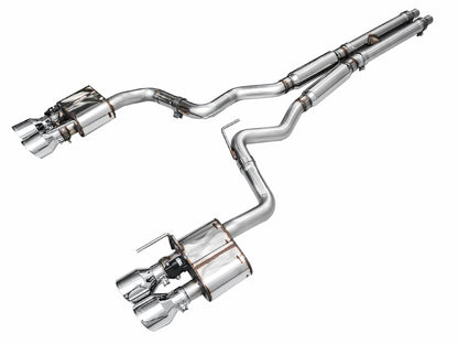 AWE Tuning AWE SwitchPath Exhaust for S650 Mustang GT Coupe - Quad Chrome Silver Tips - 3025-42650