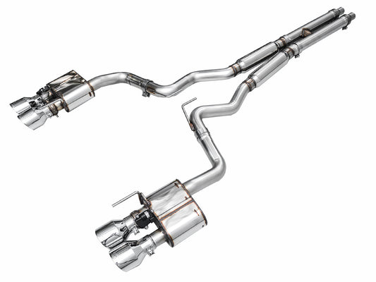 AWE Tuning AWE SwitchPath Exhaust for S650 Mustang GT Coupe - Quad Chrome Silver Tips - 3025-42650