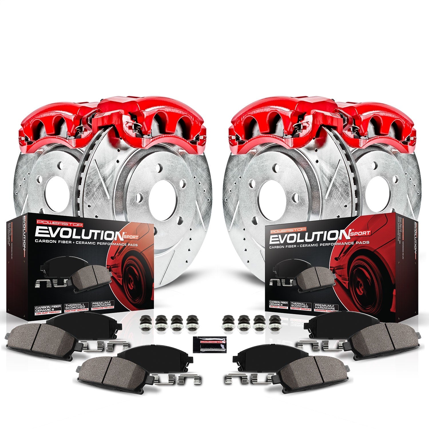 PowerStop Front & Rear Z23 Evolution Sport Brake Kit with Calipers | 2018–2019 Jeep Wrangler (KC7939)