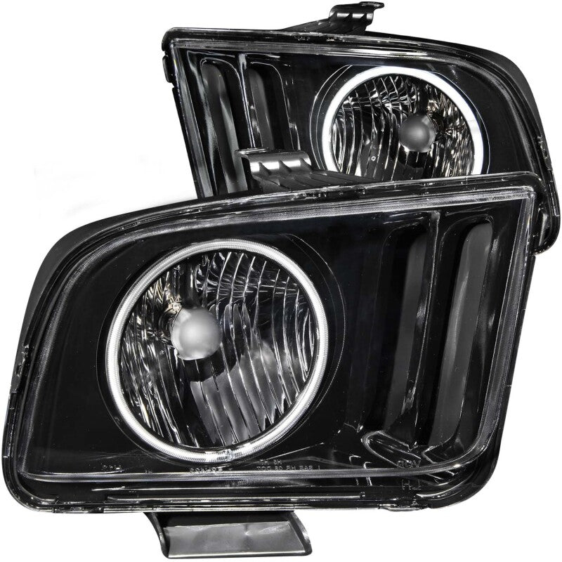 ANZO 05-09 Ford Mustang Crystal Headlights w/Halo Black CCFL Pair | Mustang (121033)