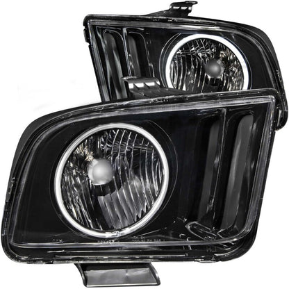 ANZO 05-09 Ford Mustang Crystal Headlights w/Halo Black CCFL Pair | Mustang (121033)