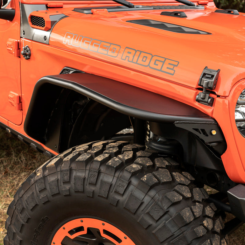 Rugged Ridge 11615.71 HD Steel Tube Fenders Front Pair for 2018-24 Jeep Wrangler