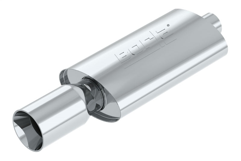 Borla Boomer Muffler | T-304 SS Oval 2.25in In 4in Side Out (40057)