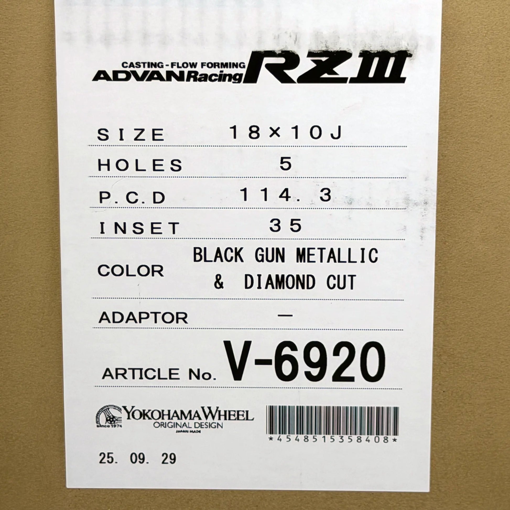 Advan RZIII 18x10 +35 5x114.3 Black Gun Metallic & Diamond Cut (SET) - WheelFlip
