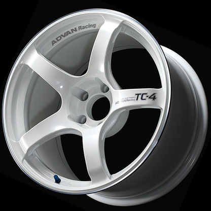 (set of 4) Advan TC4 Racing White Metallic/Ring | 18x9.5" +45mm | 5x120mm Wheels