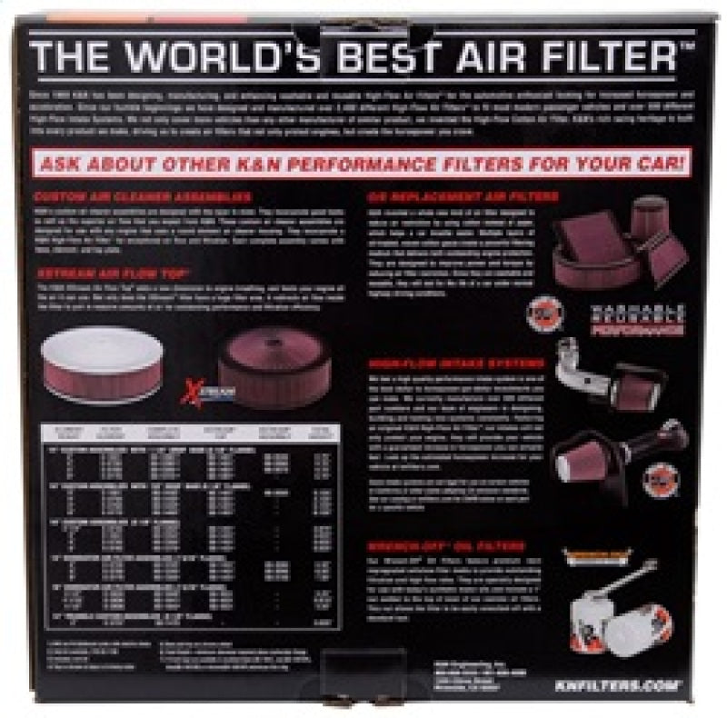 K&N 60-1290 Round Air Filter Assembly For Increase Horsepower -Washable/Reusable
