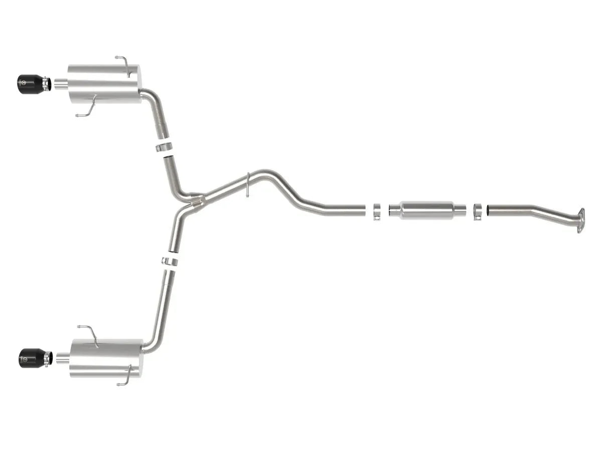 aFe Power Takeda 2-1/2 IN to 2-1/4 IN 304 Stainless Steel Cat-Back Exhaust System w/ Black Tips 2014-2018 Forester w/ 2.0L Turbo Engine