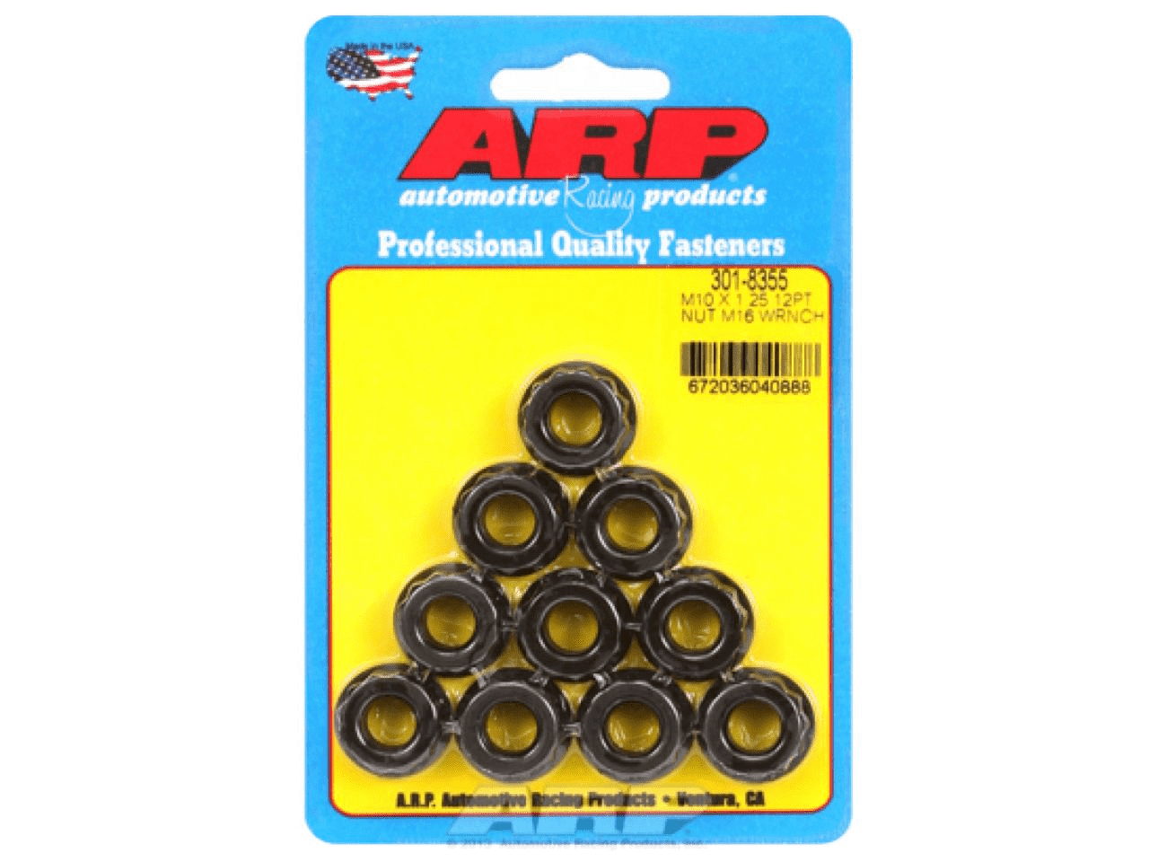 ARP M10 x 1.25 16mm 12pt Nut Kit (Set of 10) (301-8355)