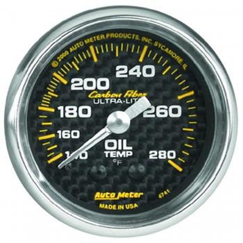 Autometer Carbon Fiber Series 2-1/16'' Oil Temperature 140-280°F Gauge (4741)