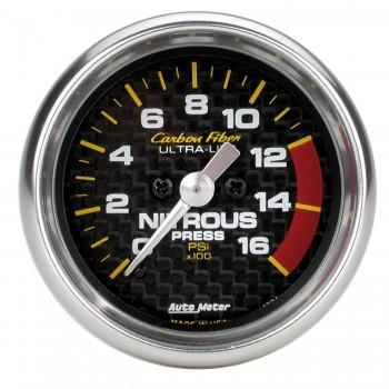 Autometer Carbon Fiber Series 2-1/16'' Nitrous Pressure 0-1600 PSI Gauge (4774)