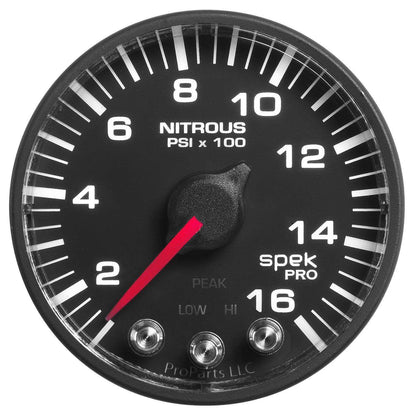 Autometer Spek-Pro 2 & 1/16" Nitrous Press Gauge 1600PSI