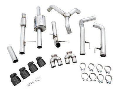AWE 0FG Catback Split Rear Exit Exhaust (With Bumper Cutouts) w/ Diamond Black Tips 2019-2024 Chevrolet Silverado 1500 / 2019-2024 GMC Sierra 1500