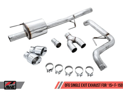 AWE 0FG Single Exit Catback Exhaust w/ Diamond Black Tips 2015-2020 Ford F-150