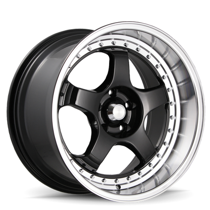 (set of 4) Konig SSM Gloss Black w/ Machined Lip | 18x10" +15mm | 5x114.3mm Wheel