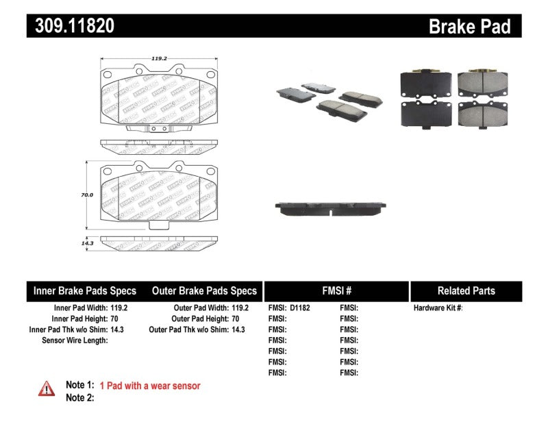 Stoptech Performance Front Brake Pads | Subaru Impreza (92-00) / Impreza (00-07) (309.11820)