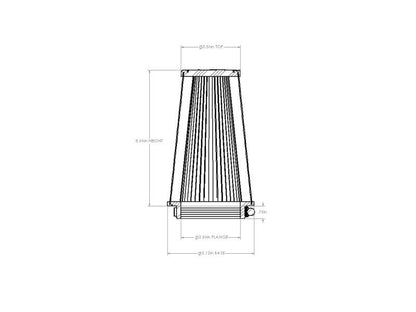 aFe POWER Universal Clamp-On Air Filter w/ D2 Dura-Dry Media - 3-1/2in F x 5in B x 3-1/2in T x 8in H